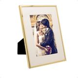 Porta Retrato em Aço Inox Basic Dourado 10cm x 15cm - Ela Decora