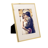 Porta Retrato em Aço Inox Basic Dourado 13cm x 18cm - Ela Decora