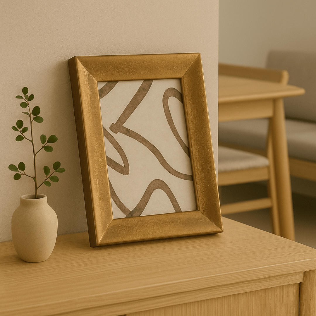 Porta Retrato MDF e Vidro Dourado 10x15 - Ela Decora