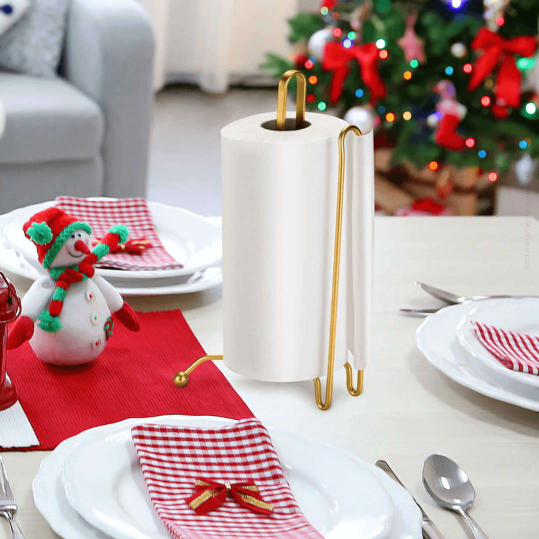 Porta Rolo de Papel Toalha Piatina Dourado Fosco - Ela Decora