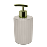 Porta Sabonete Líquido Bege e Dourado - 15,5 cm - Ela Decora