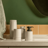 Porta Sabonete Liquido Dorica Bege com Tampa Preta 300ml - Ela Decora