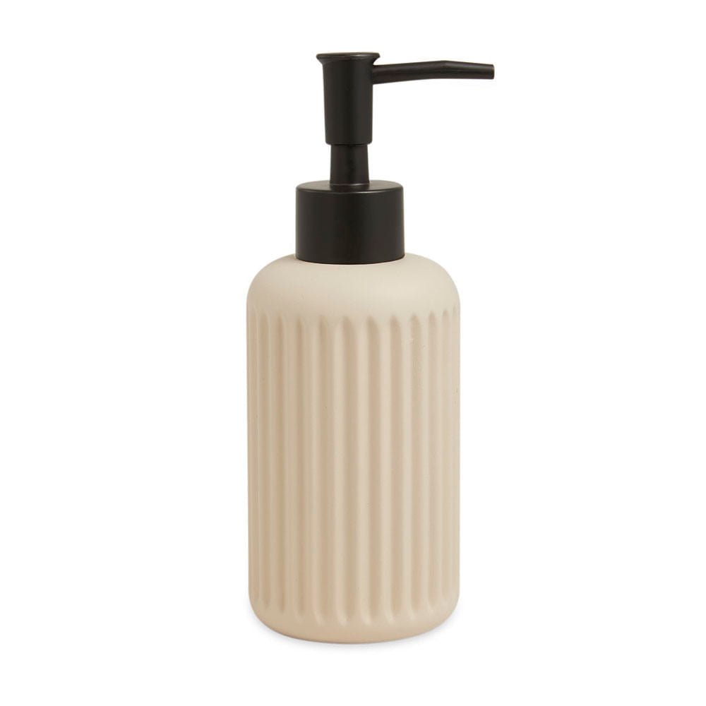 Porta Sabonete Liquido em Cimento Bege 17cm - Ela Decora