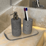 Porta Sabonete Liquido em Cimento Chumbo 17,5cm - Ela Decora