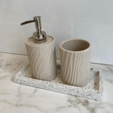 Porta Sabonete Liquido em Polirresina Bege 17cm - Ela Decora