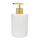 Porta Sabonete Líquido Groove Branco e Dourado - 15,5 cm - Ela Decora