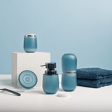 Porta Sabonete Líquido New Belly Cromo Azul Glacial Translúcido - Ela Decora