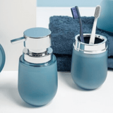 Porta Sabonete Líquido New Belly Cromo Azul Glacial Translúcido - Ela Decora