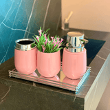 Porta Sabonete Líquido New Belly Cromo Rosa Quartz - 400ml - Ela Decora