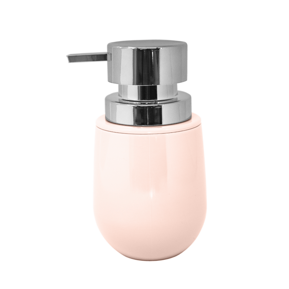 Porta Sabonete Líquido New Belly Rosa Nude e Cromado - 400 ml - Ela Decora
