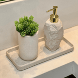 Porta Sabonete Liquido Organic em Cimento Bege 19cm - Ela Decora