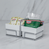 Porta Sachês Organizador Cantinho Do Café Branco e Cromado - Ela Decora