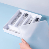 Porta Talheres e Utensílios Organizador de Gaveta em Polipropileno com Tampa Branco Logic - Ela Decora