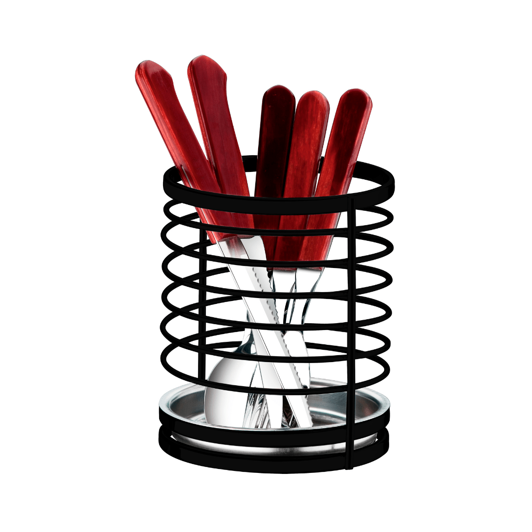 Porta Talheres e Utensílios Preto Fosco 13,5cm - Ela Decora