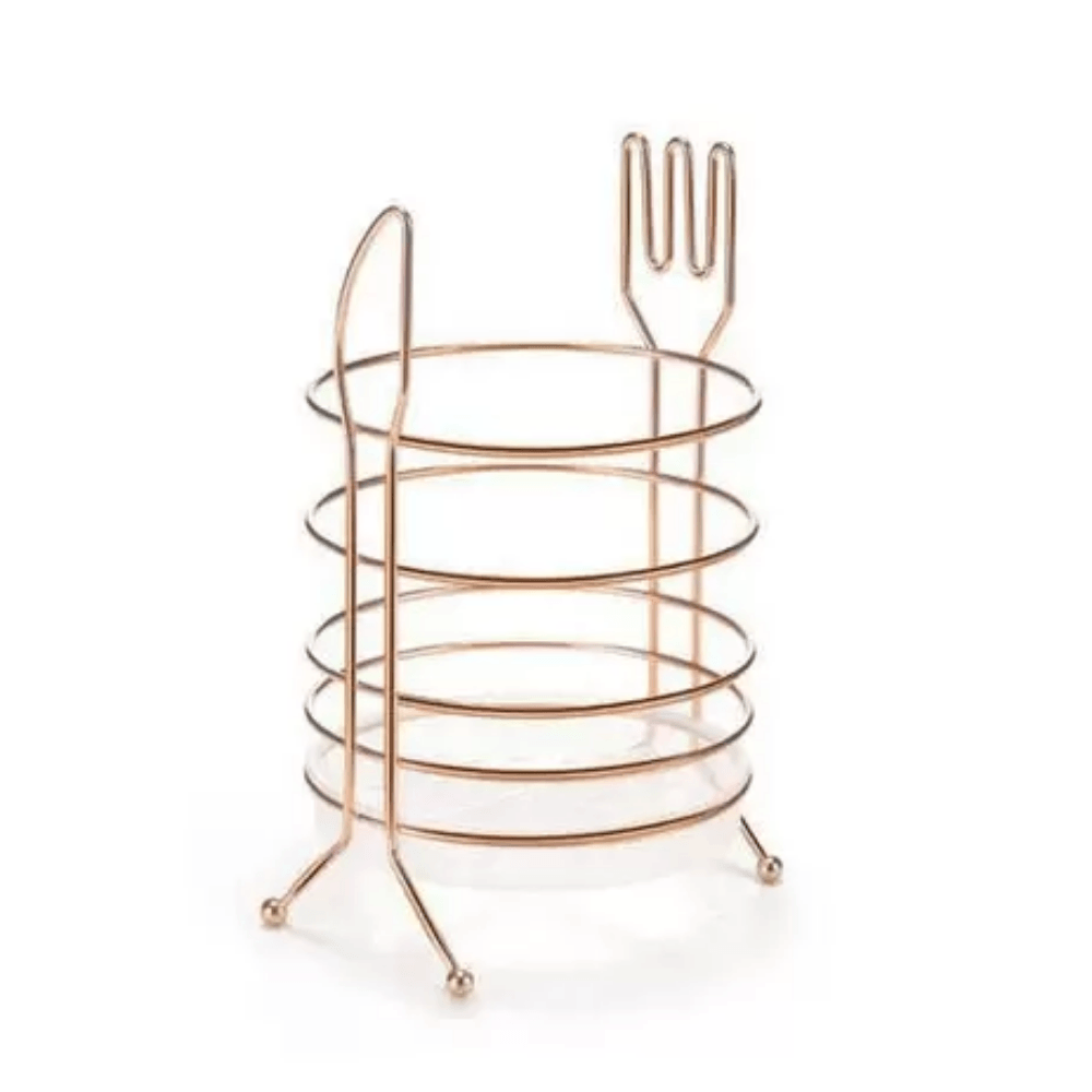 Porta Talheres Escorredor Redondo Rose Gold - Ela Decora
