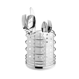 Porta Talheres Utensílios Branco e Cromado 15cm - Ela Decora