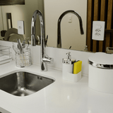 Porta Talheres Utensílios Branco e Cromado 15cm - Ela Decora