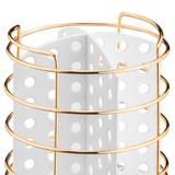 Porta Talheres Utensílios Branco e Dourado 15cm - Ela Decora