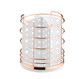 Porta Talheres Utensílios Branco e Rose Gold 15cm - Ela Decora