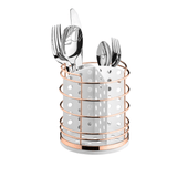 Porta Talheres Utensílios Branco e Rose Gold 15cm - Ela Decora