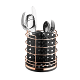 Porta Talheres Utensílios Preto e Rose Gold 15cm - Ela Decora