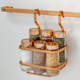 Porta Temperos 7 Peças Suporte Porta Condimentos Para Barra Luxo Rose Gold - Ela Decora