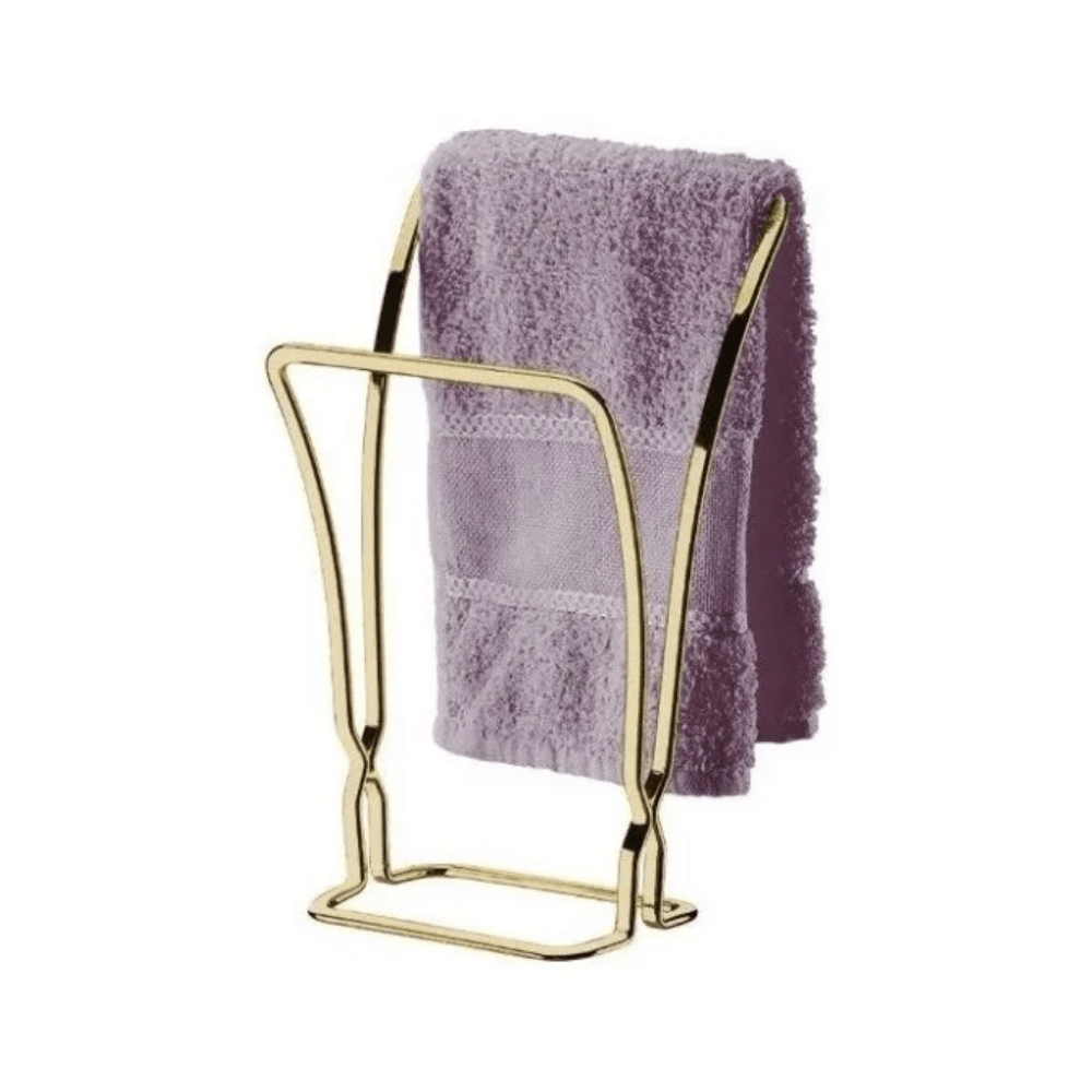 Porta Toalha De Bancada Duplo Aço Dourado - Ela Decora