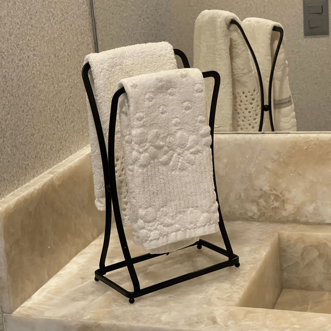 Porta Toalha Lavabo Black Aço Preto - Ela Decora