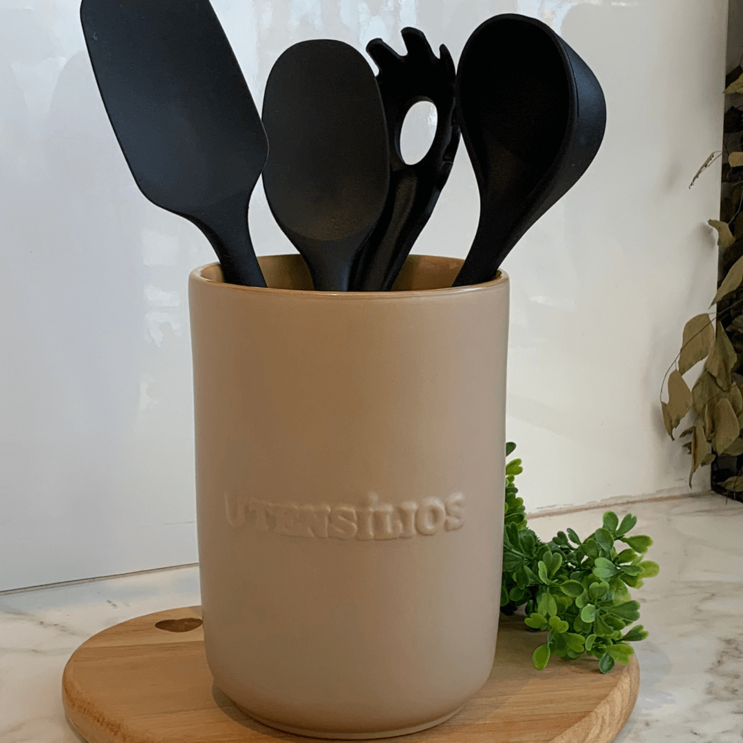 Porta Utensilios de Cerâmica Ocre - Ela Decora