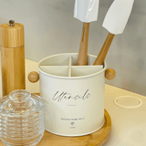 Porta Utensílios de Metal Ordinare com Divisórias Off White - Ela Decora