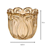 Porta Velas de Vidro Champanhe - Ela Decora