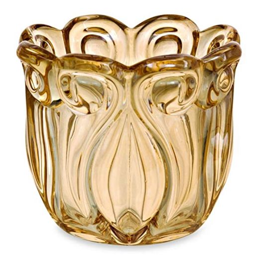 Porta Velas de Vidro Champanhe - Ela Decora