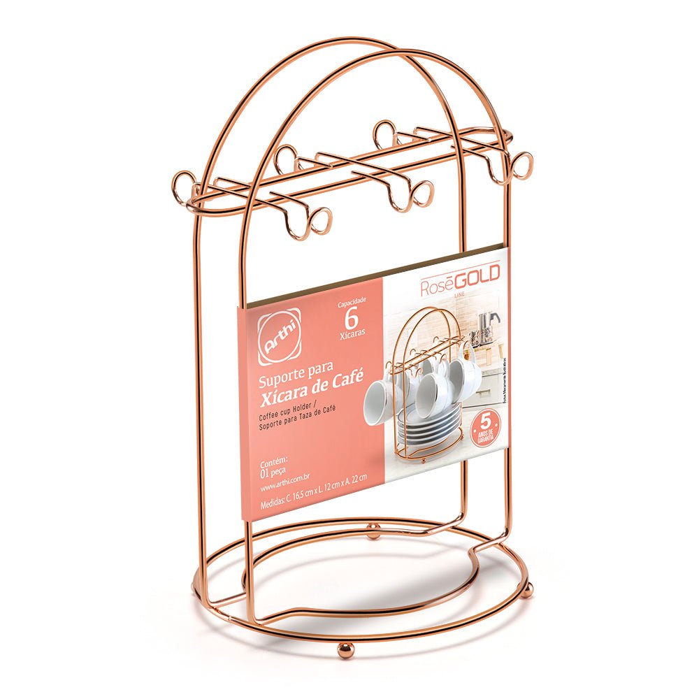 Porta Xicaras de Cafe Rose Gold - Ela Decora