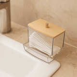 Porta Cotonetes Retangular com Tampa de Bambu My Box