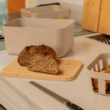 Porta Pão Lume Bege com Tampa de Bambu 9,5L