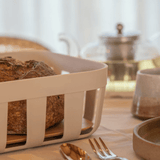 Cesto de Pão Lume Plástico e Bambu Bege 24cm