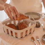 Cesto de Pão Lume Plástico e Bambu Bege 24cm