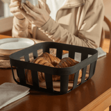 Cesto de Pão Lume Plástico e Bambu Preto 24cm