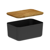 Porta Pão Lume Preto com Tampa de Bambu 9,5L