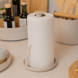 Porta Papel Toalha Lume Plástico e Bambu Bege 24cm