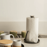 Porta Papel Toalha Lume Plástico e Bambu Preto 24cm