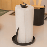 Porta Papel Toalha Lume Plástico e Bambu Preto 24cm