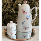 Pote Borboletas em Porcelana com Tampa Branco 350ml - Ela Decora