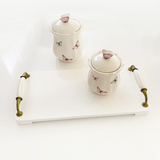 Pote Borboletas em Porcelana com Tampa Branco 350ml - Ela Decora