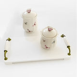 Pote Borboletas em Porcelana com Tampa Branco 660ml - Ela Decora