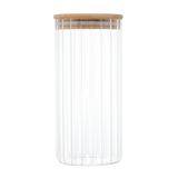Pote de Vidro Canelado com Tampa de Bambu 800ml - Ela Decora