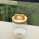 Pote de Vidro com Tampa de Acacia 700ml - Ela Decora