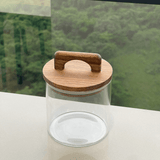 Pote de Vidro com Tampa de Acacia 700ml - Ela Decora