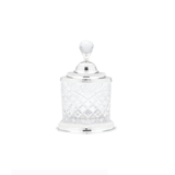 Pote Decorativo Multiuso de Vidro e Zamac Crystal Prateado 16,5cm - Ela Decora