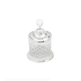 Pote Decorativo Multiuso de Vidro e Zamac Crystal Prateado 16,5cm - Ela Decora